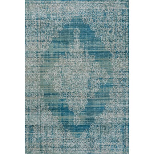 Shop Jonathan Y Regis Bohemian Medallion Machine-washable Area Rug In Teal/cream