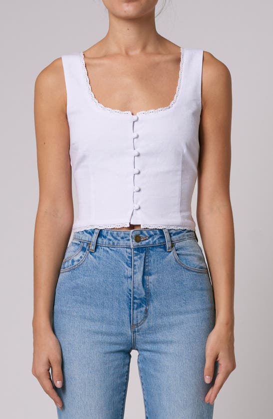 Shop Rolla's Paloma Lace Trim Crop Top In Vintage White