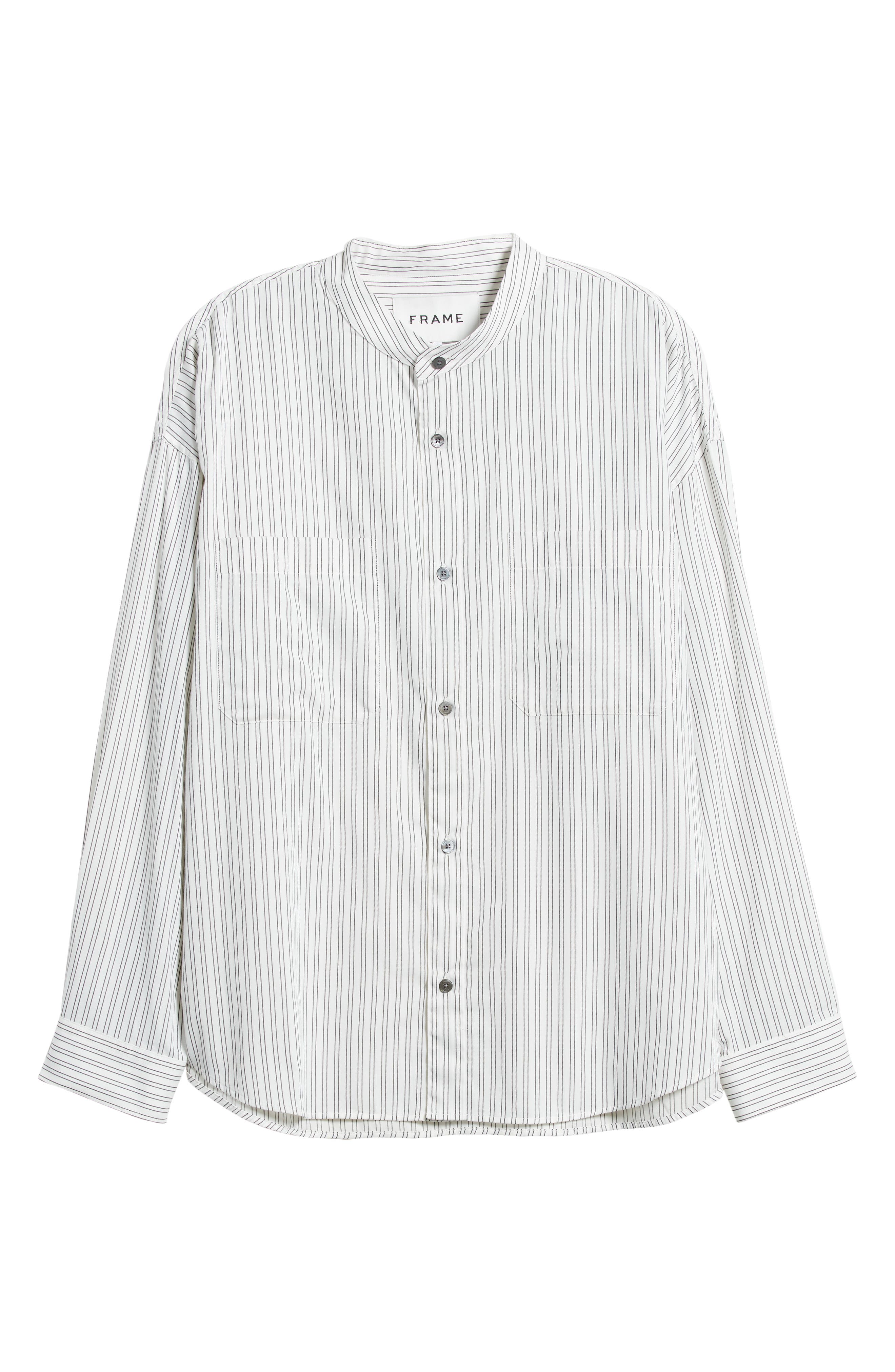 FRAME Pinstripe Band Collar Button-Up Shirt | Nordstrom