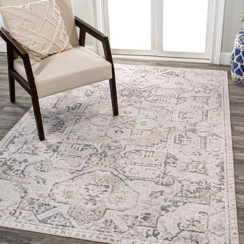 Shop Jonathan Y Edith Distressed Medallion Low-pile Machine-washable Area Rug In Cream/light Gray