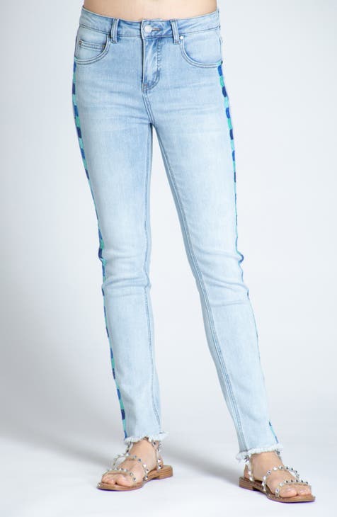 Emma Embroidered Frayed Skinny Jeans