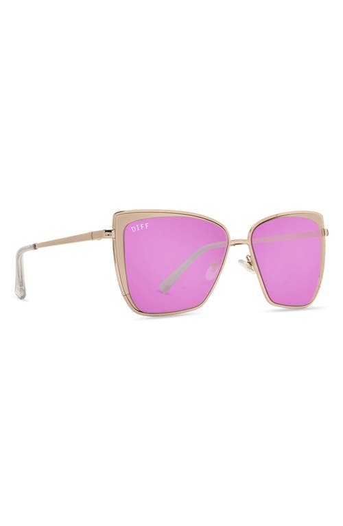 Shop Diff 58mm Square Sunglasses In Rose Gold/pink Mirror Lens