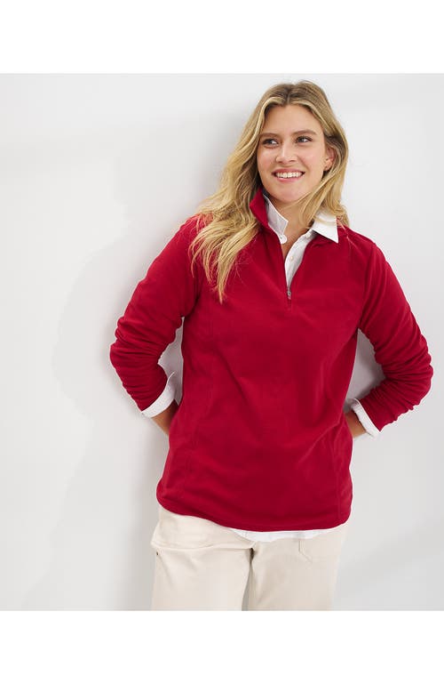 Shop Lands' End Anyweather Fleece Quarter Zip Pullover In Rich Red