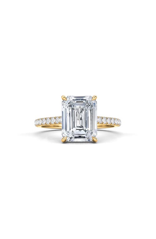 Hautecarat Emerald Cut Pavé Lab Grown Diamond Ring In 2.50 Ctw 18k Yellow Gold
