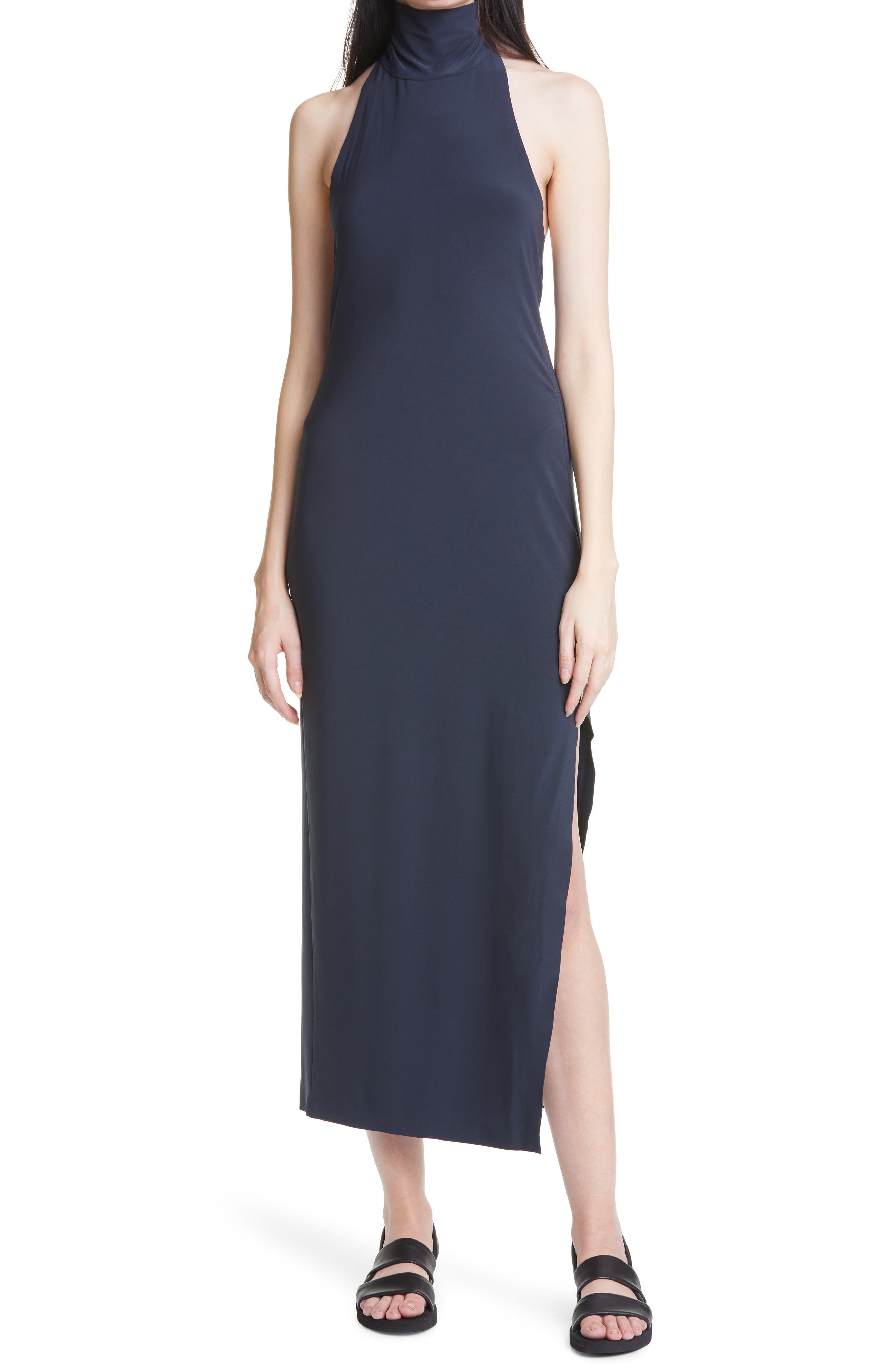 halter neck jersey dress