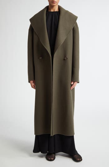 Carlson Shawl Collar Double Breasted Wool Coat