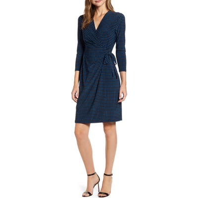 Anne Klein Dot Faux Wrap Dress, Black