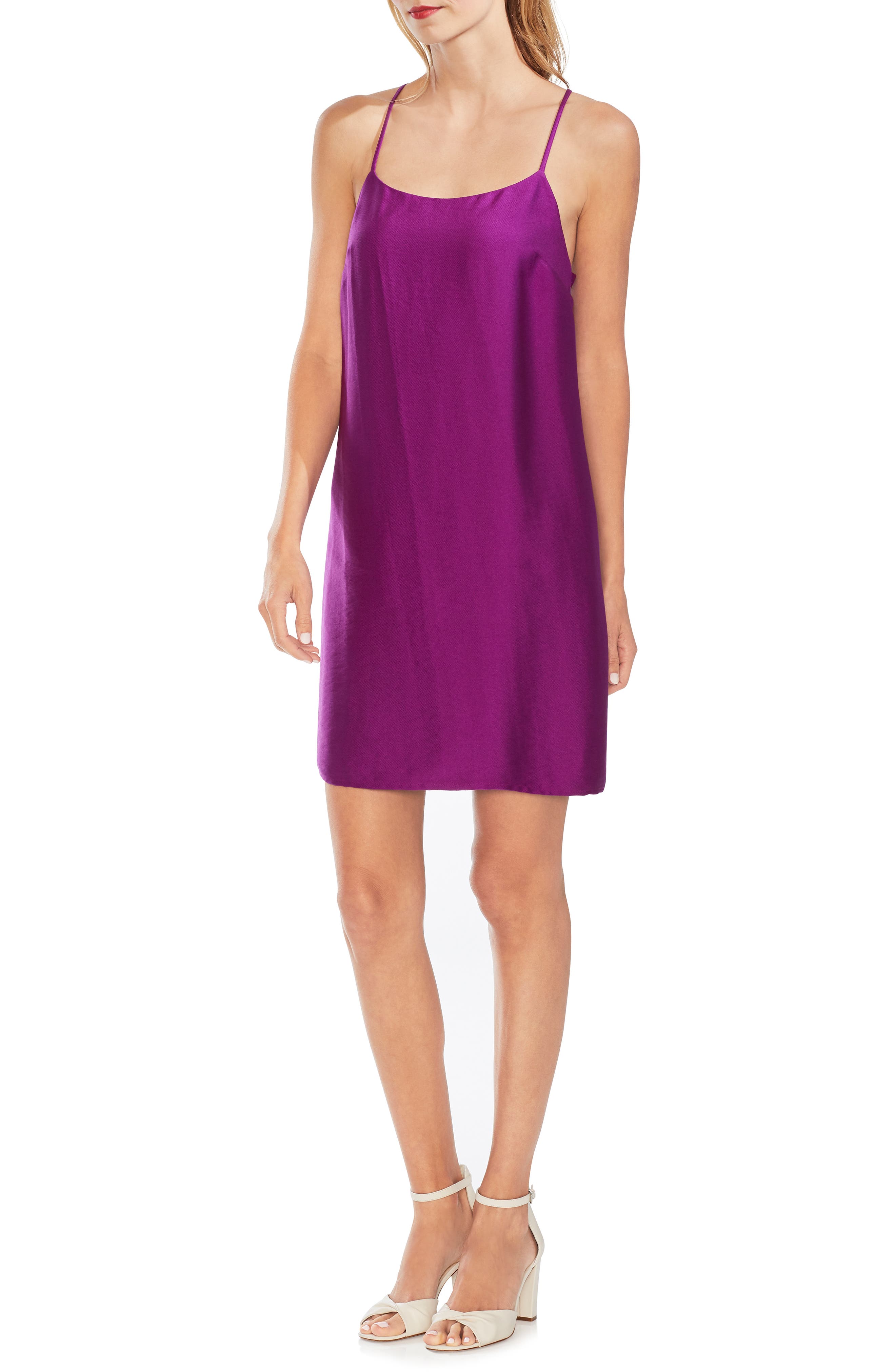 Vince Camuto Rumpled Satin Slipdress, Purple