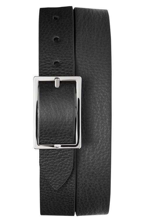 Reversible Leather Belt in Black/Walnut