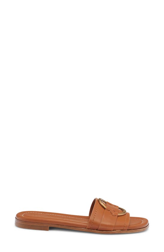 Moncler Bell Caramel Leather Slippers In Cashew