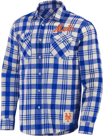 Darius Rucker Collection by Fanatics Men's Darius Rucker Collection by  Fanatics Royal New York Mets Plaid Flannel Button-Up Shirt