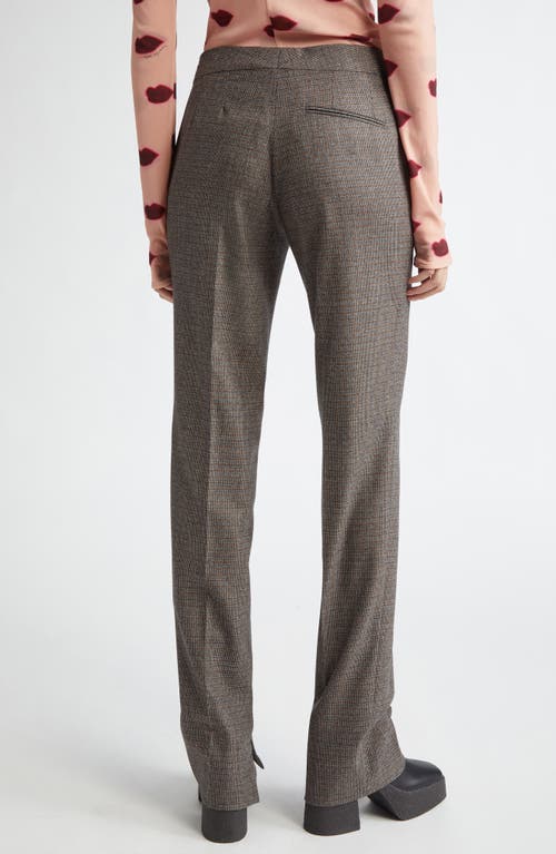 Shop Stella Mccartney Slim Fit Check Split Hem Wool Pants In Camel/grey