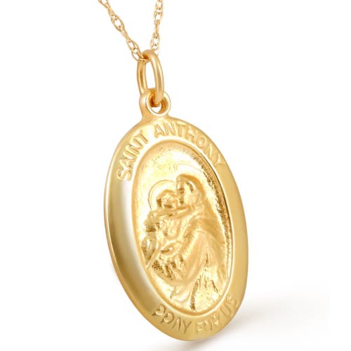 Bliss Diamond 14k Or Gold St. Anthony Medal Pendant 1" Tall 2 Grams In Yellow Gold