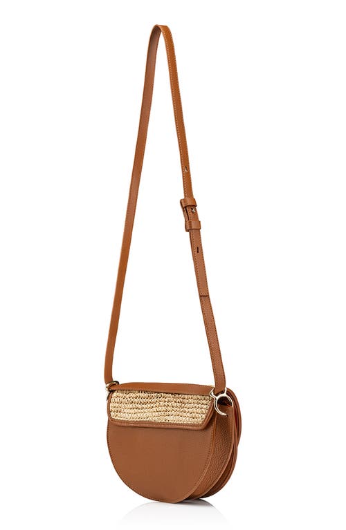 Shop Christian Louboutin By My Side Raffia & Leather Crossbody Bag In 6039 Natural/cuoio/cuoio