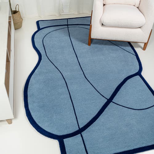 JONATHAN Y JONATHAN Y MOSAIC COASTAL GEOMETRIC BORDER HANDWOVEN WOOL AREA RUG 
