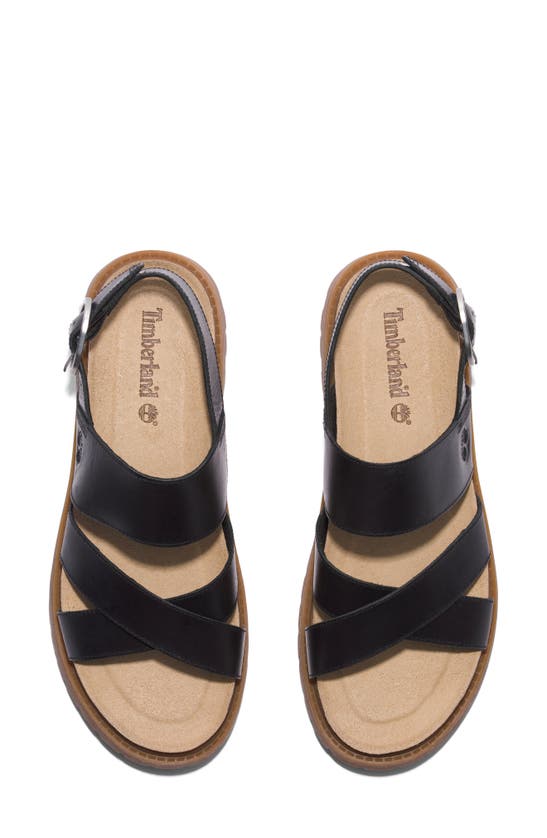 Timberland Clairemont Way Cross Strap Sandal In Black Full Grain