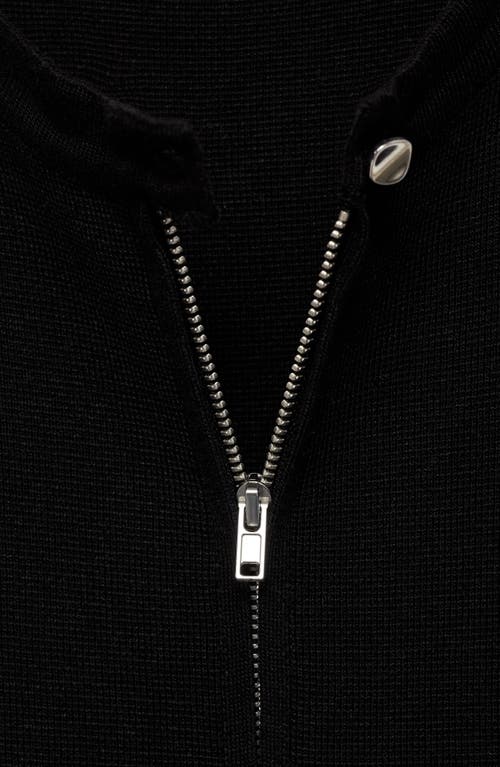 Mango Front Zip Knit Dress In Black