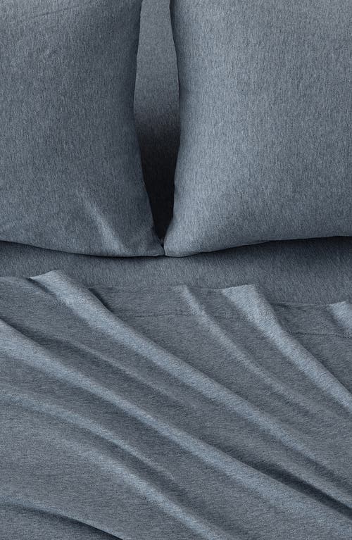 Woven & Weft Jersey Knit Sheet Set In Heathered Denim Blue