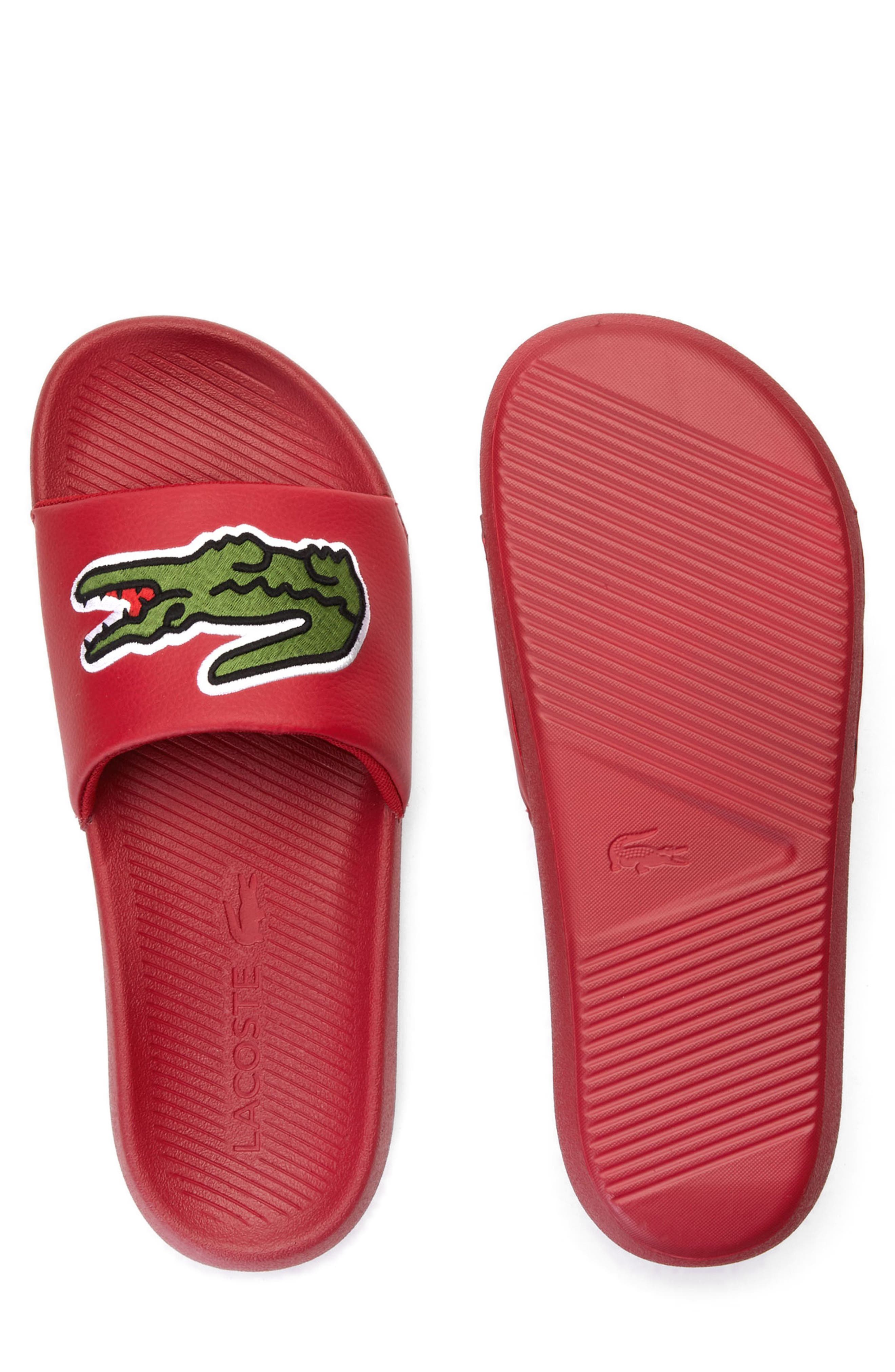 green lacoste slides