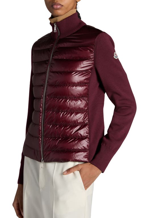 Moncler Quilted Shell And Wool Jacket In Burgundy