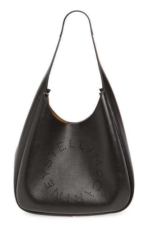 Perforated Logo Faux Leather Hobo Bag