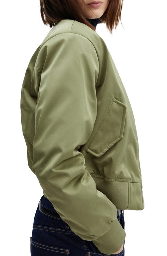 Shop Mango Oversize Bomber Jacket In Khaki