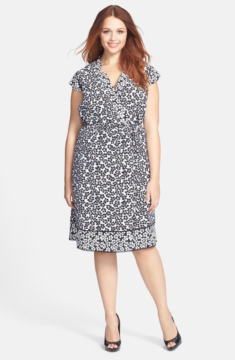 Adrianna Papell Floral Print Faux Wrap Dress (Plus Size) | Nordstrom