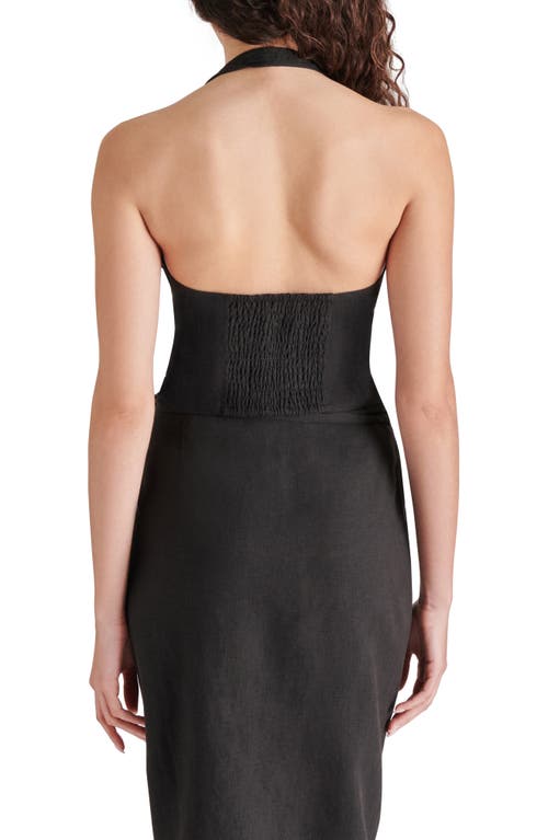 Shop Steve Madden Wolfe Linen Blend Halter Top In Black