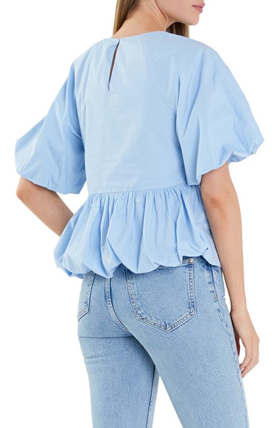 Shop English Factory Balloon Poplin Top In Powder Blue