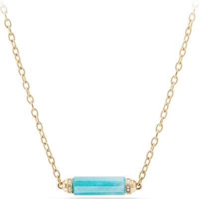 David Yurman Barrels Single Station Necklace With Diamonds In 18K Gold