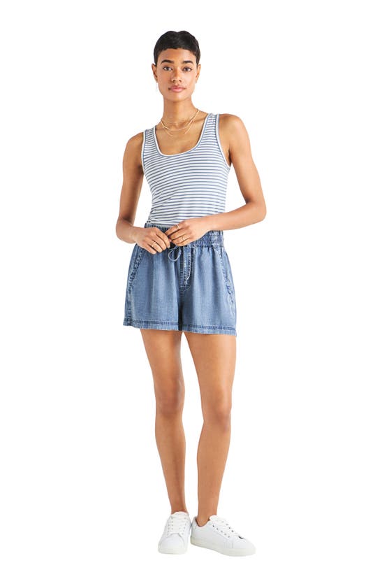 Shop Splendid Campside Chambray Drawstring Shorts In Indigo