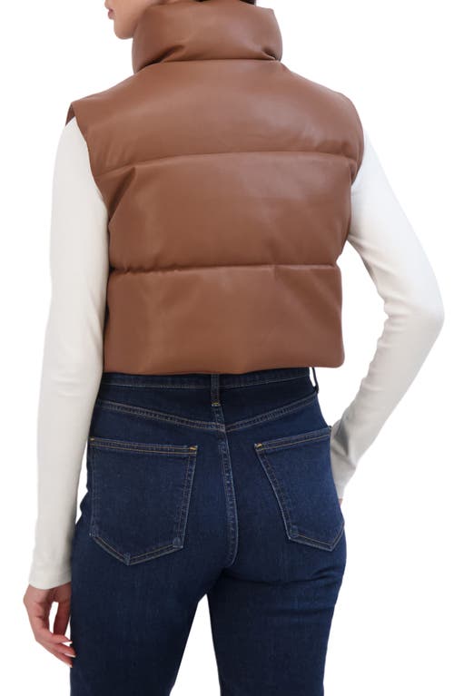 Sebby Crop Faux Leather Vest In Toffee