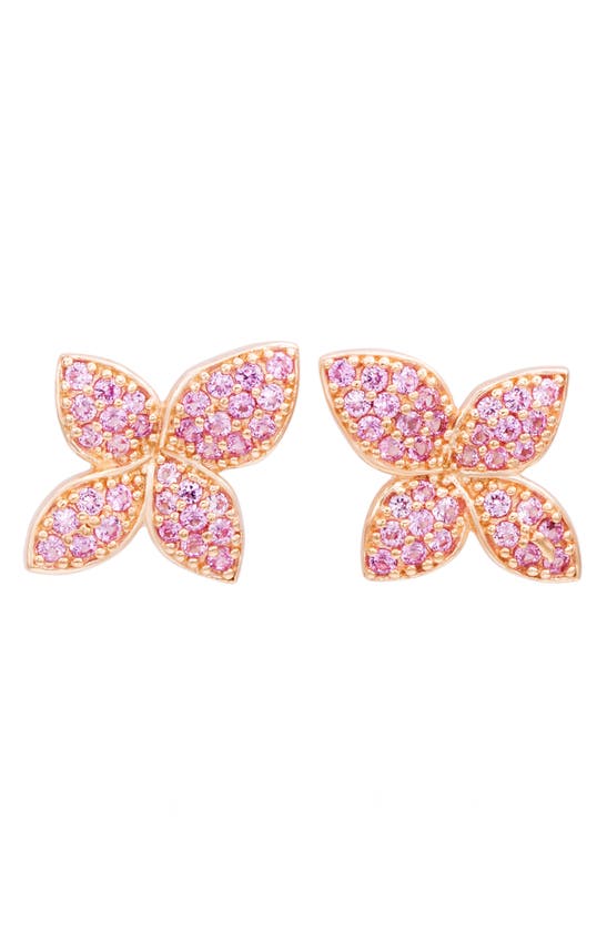 Suzy Levian Silver 0.02 Ct. Tw. Diamond & Gemstone Earrings In Pink