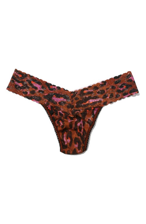 Hanky Panky Petite Size Printed Signature Lace Thong In Throwback Brown
