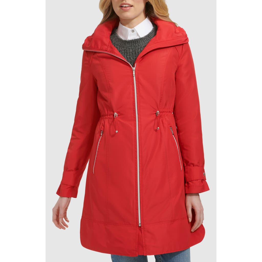 Cole Haan Signature Travel Packable Hooded Rain Jacket in Red