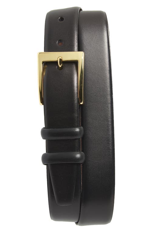 Double Buckle Leather Belt in Black