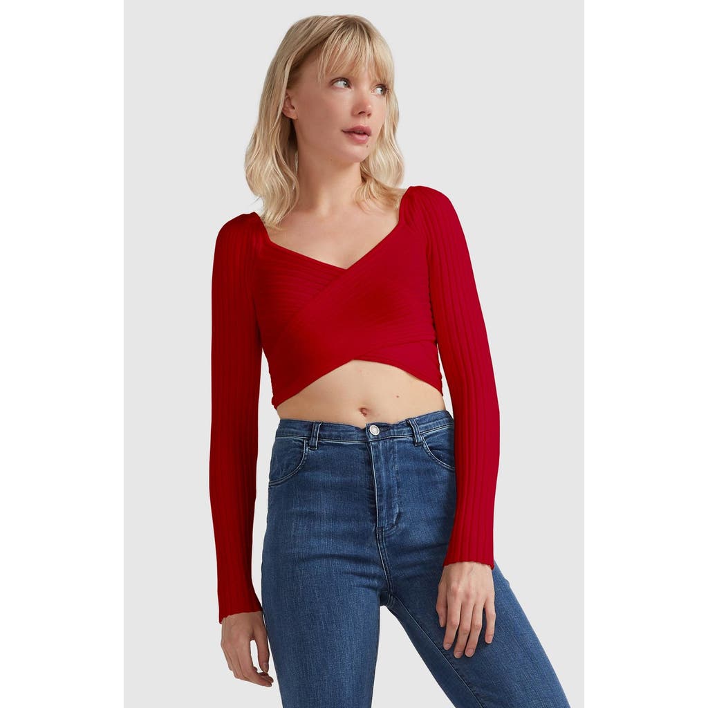 Belle & Bloom Forget Me Not Knit Crop In Red