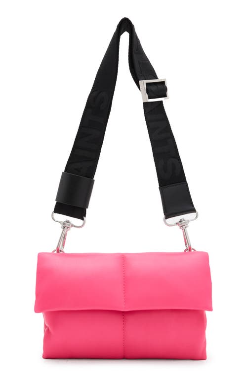 Ezra Logo Strap Leather Crossbody Bag in Hot Pink