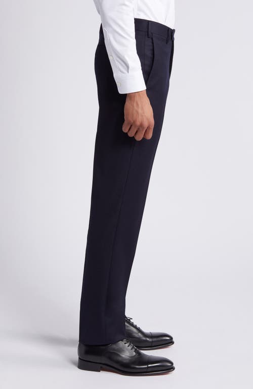 Shop Zanella Parker Flat Front Stretch Wool Flannel Trousers In Navy