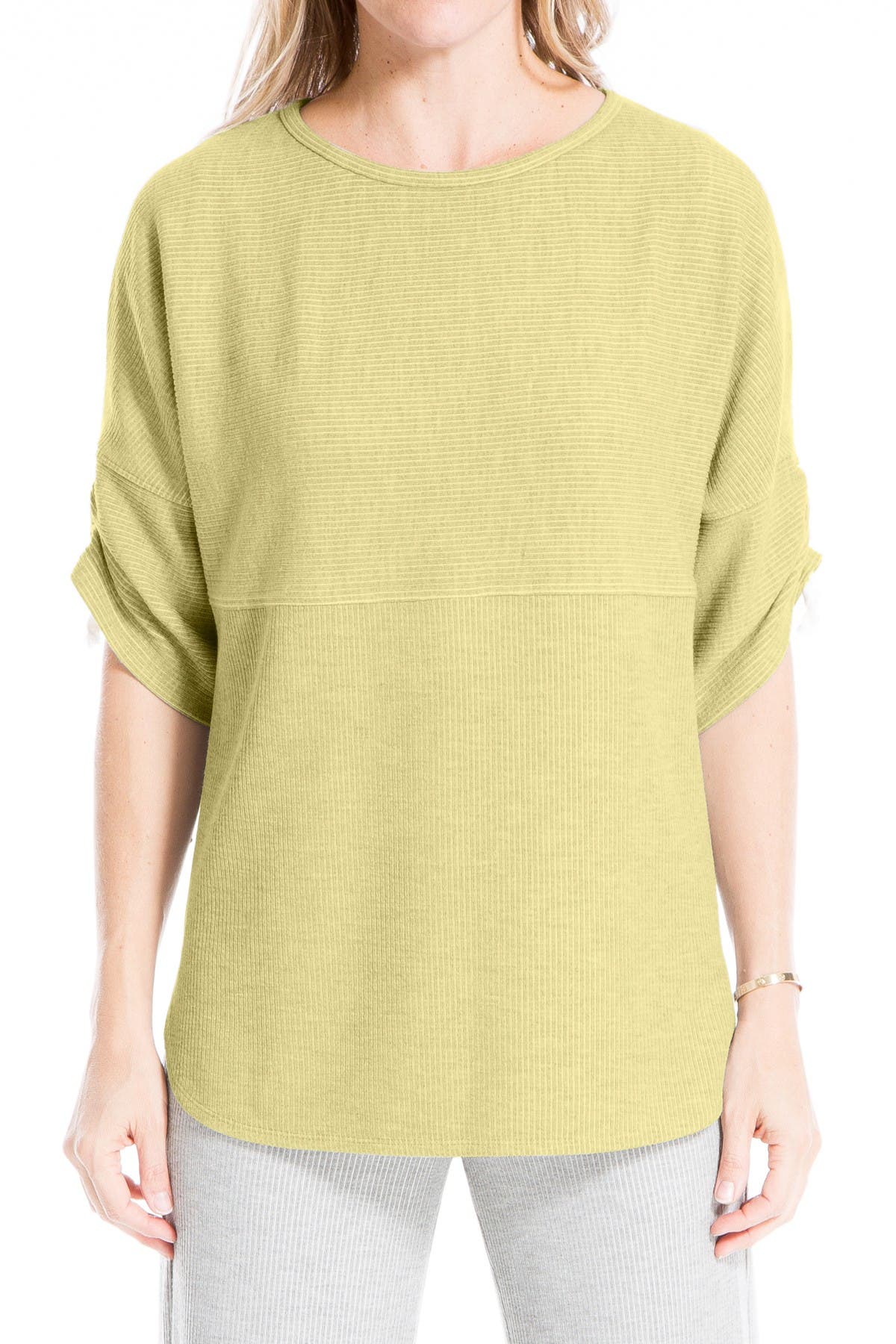 Max Studio | Ruched Sleeve Rib Knit Pullover | Nordstrom Rack