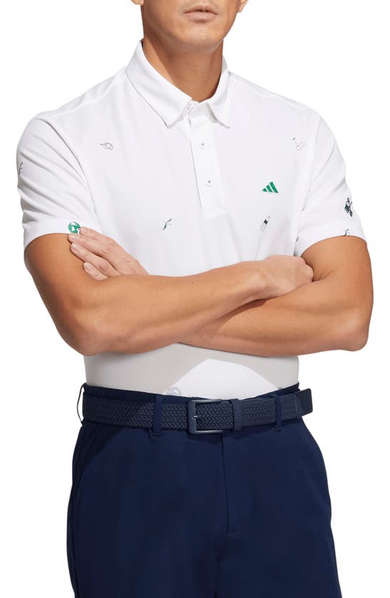 Adidas Golf Play Green Golf Polo In White