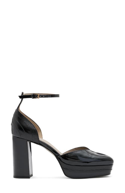 Allsaints Tiffanny Platform Sandal In Black Shine