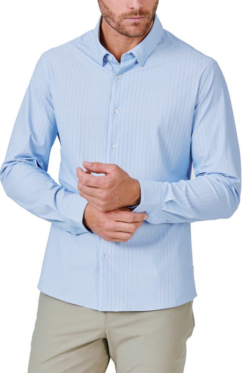 7 Diamonds Charles Performance Stripe Button-Up Shirt in Light Blue