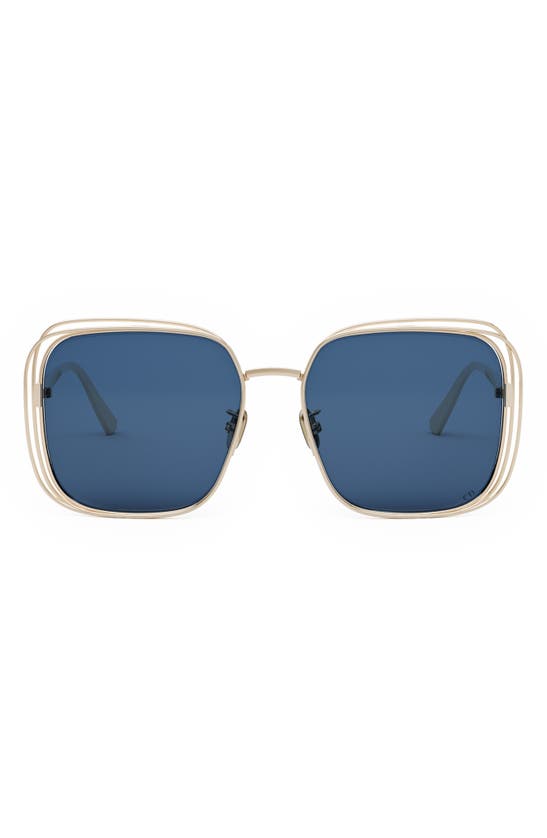 Shop Dior Fil S1u 58mm Square Sunglasses In Shiny Gold Dh / Blue