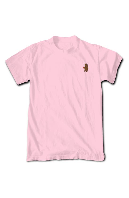 Shop Riot Society Embroidered Bear Cotton T-shirt In Light Pink