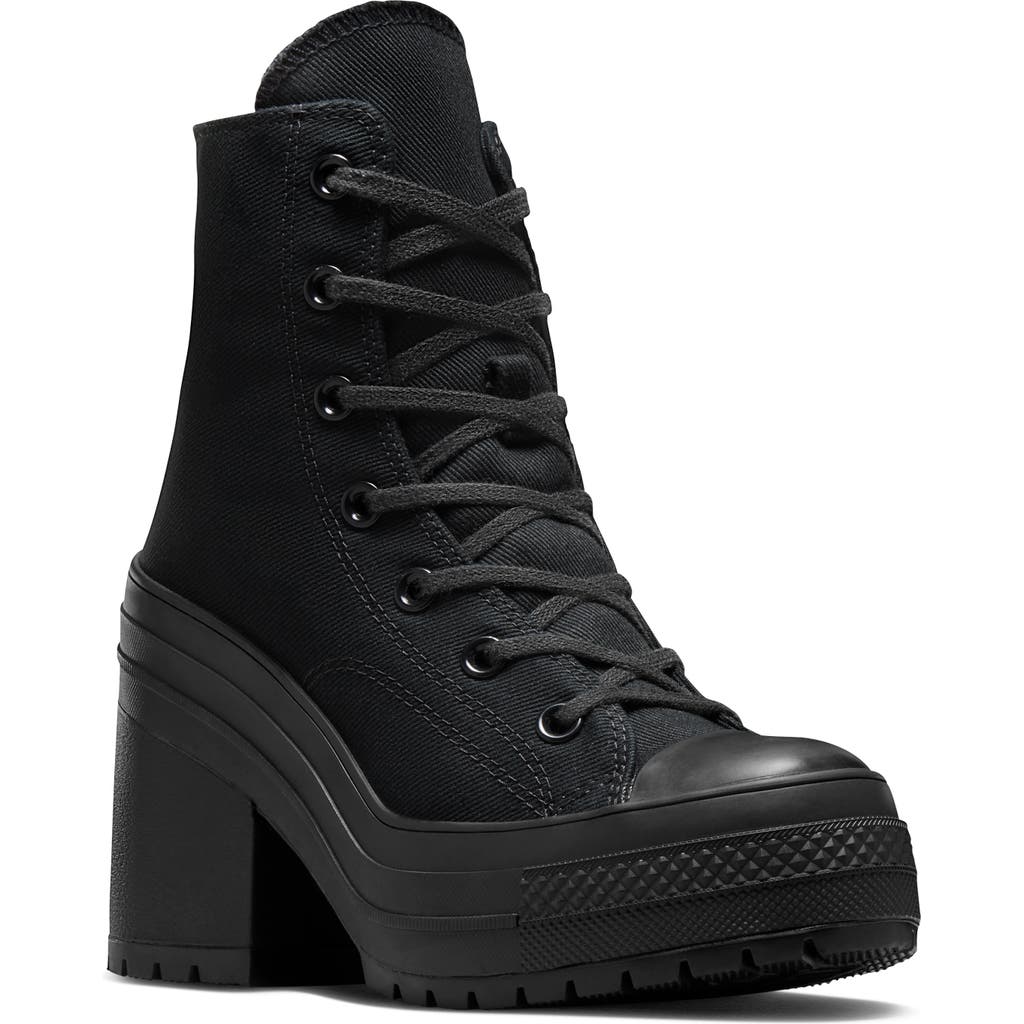 Converse Chuck 70 De Luxe Heel Platform Trainer In Black/black/black
