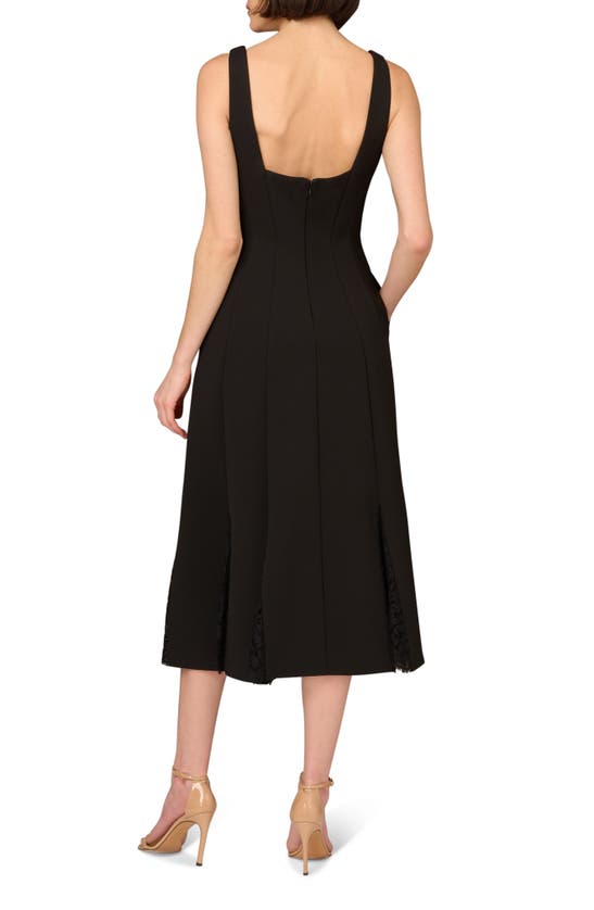 Shop Aidan Mattox By Adrianna Papell Bonded Crepe Midi Cocktail Dress In Black