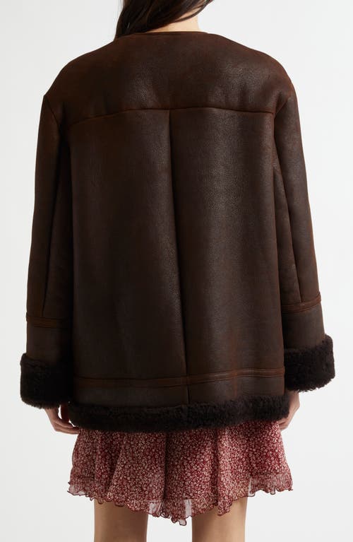 Shop Weekend Max Mara Borbone Shearling Coat In Chocolate