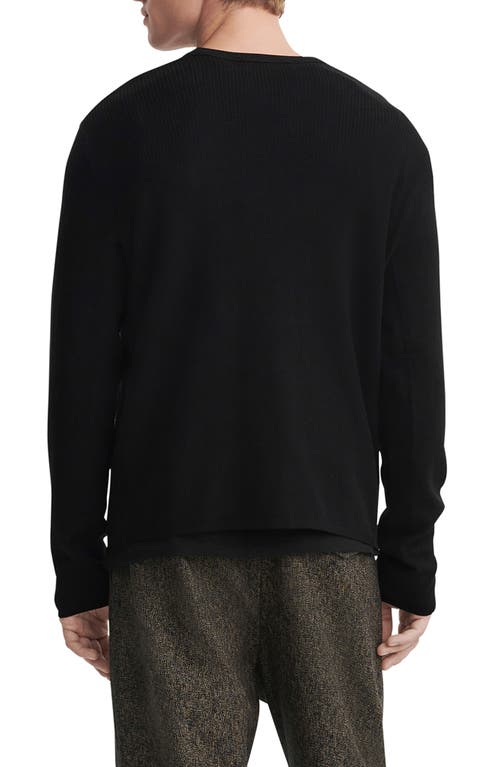 Shop Rag & Bone Harvey Crewneck Cotton Blend Sweater In Black/black