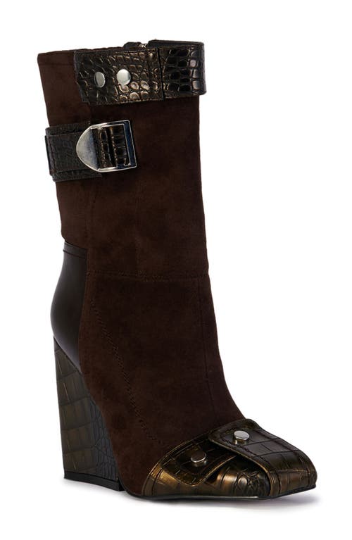 Azalea Wang Allona Wedge Heel Boot In Brown
